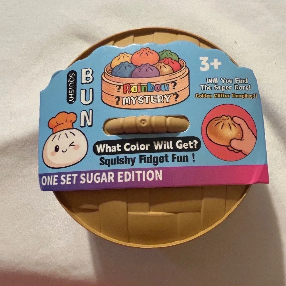 Squishy Bun Squeezy Dumplings Sugar Edition Mystery Fidget Toy Steamer Basket